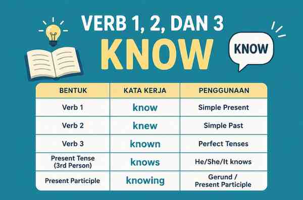 Verb 1, 2 dan 3 Know, Knew, Known, Knows, Knowing