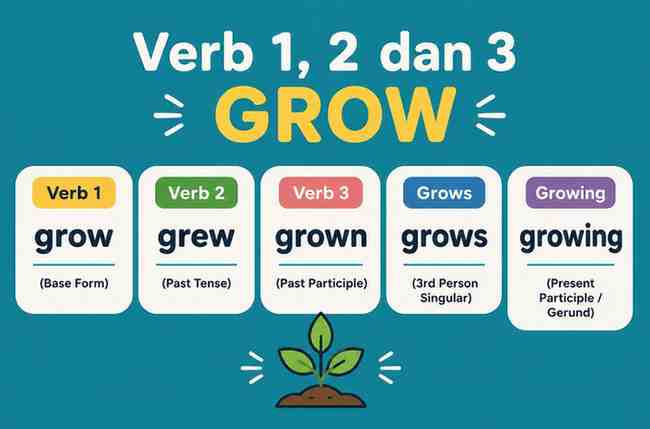 Verb 1, 2 dan 3 Grow, Grew, Grown, Grows, Growing