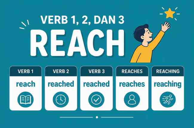 Verb 1, 2 dan 3 Reach, Reached, Reaches, Reaching