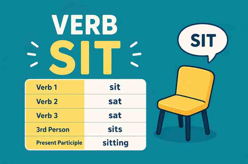 Verb 1, 2 dan 3 Sit, Sat, Sat, Sits, Sitting