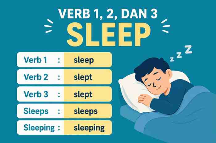 Verb 1, 2 dan 3 Sleep, Slept, Sleeps, Sleeping